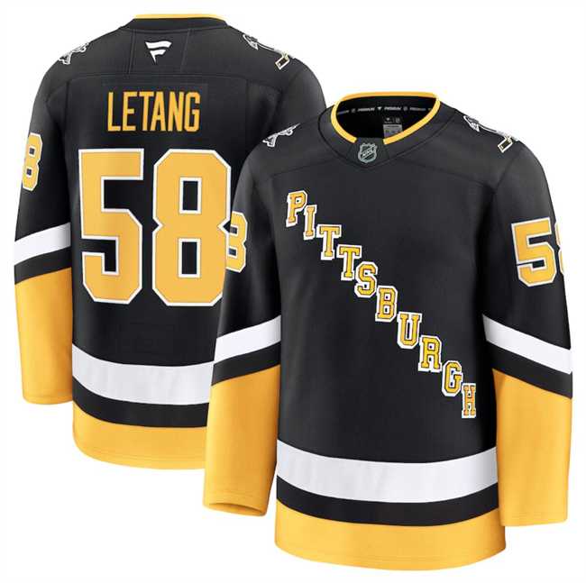 Mens Pittsburgh Penguins #58 Kris Letang Black 2024-25 Alternate Stitched Hockey Jersey Dzhi->pittsburgh penguins->NHL Jersey